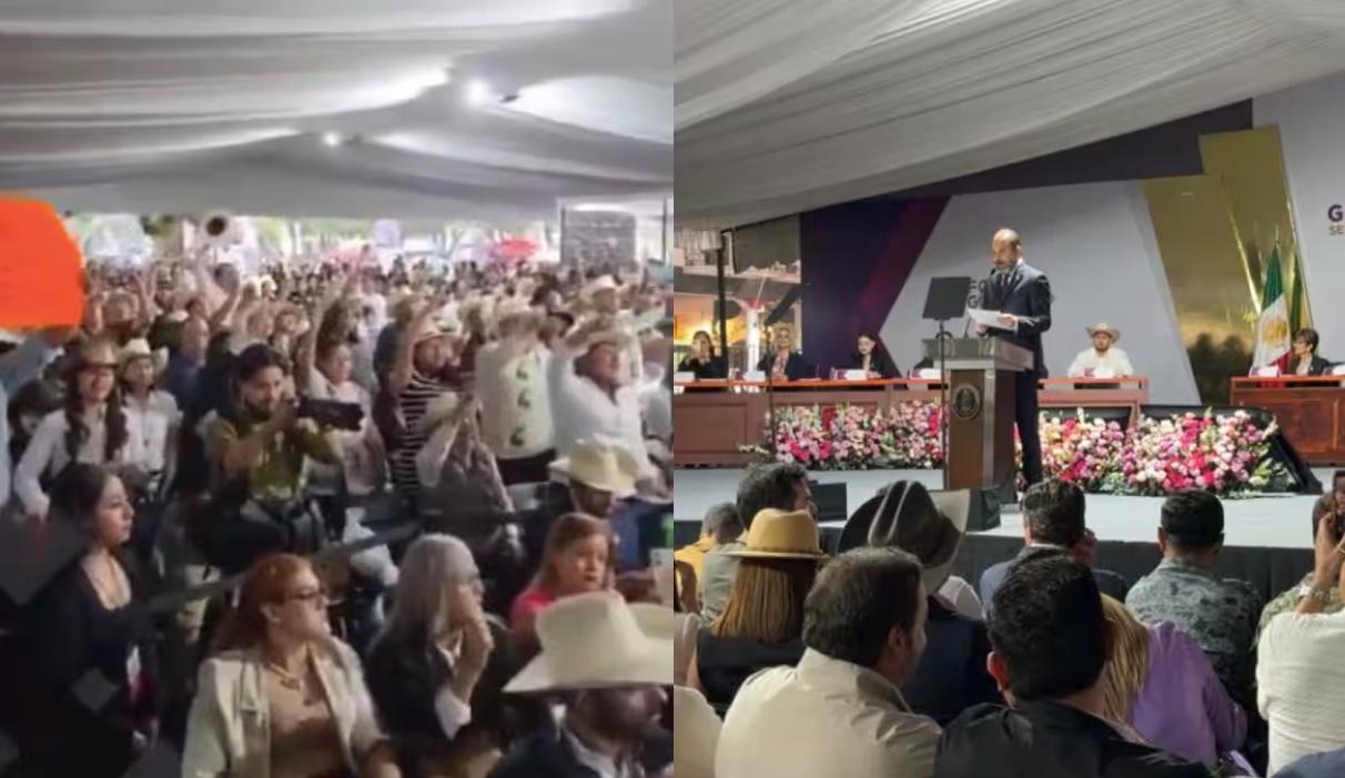Abuchean al regidor de Morena Carlos Silva durante el segundo informe de Grecia Quiroz